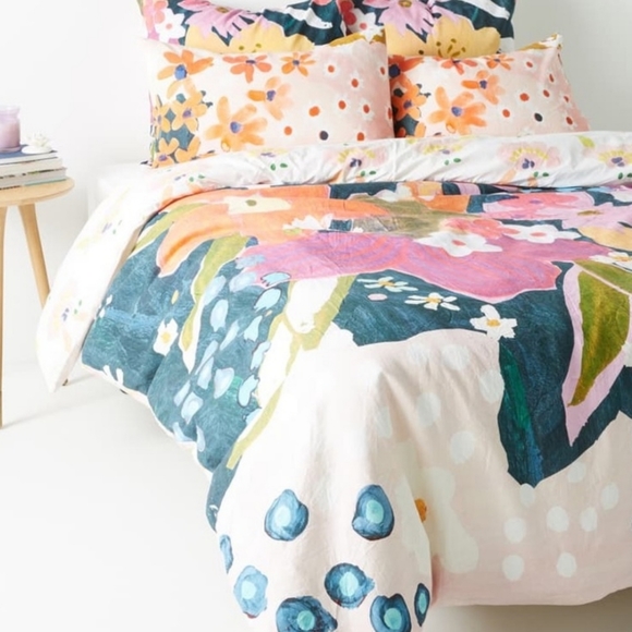 Anthropologie Bedding Matilda Floral Queen Duvet Cover Nwt